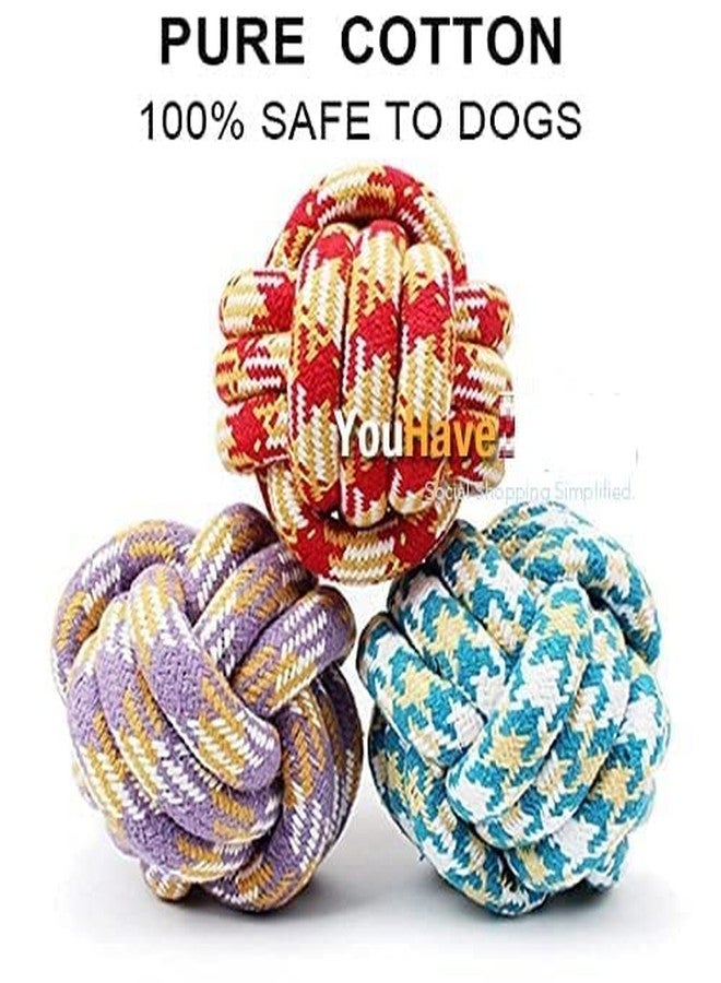 KittuPet مجموعة ألعاب مضغ حبل الكلاب المعقودة من KittuPet، مكونة من 4 قطع - كرة قطنية، حبل للكلاب بثلاث عقد، حبل للكلاب بخمس عقد، ولعبة حبل طويلة للكلاب والجراء (متعددة الألوان) - Image 2